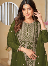 Mehendi Colour Salwar Suit Feeling Like Opportunity